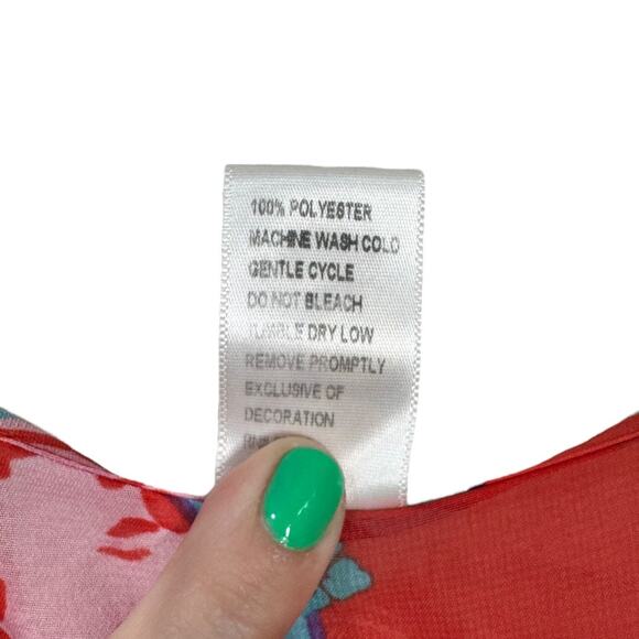 Josie Natori Nightgown Chemise Robe Two Piece Set Small Red Asian Floral Velvet - Picture 8 of 8